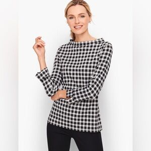 Talbots Sabrina Zippered Top in Buffalo Check Chic Classic Soft Patterned